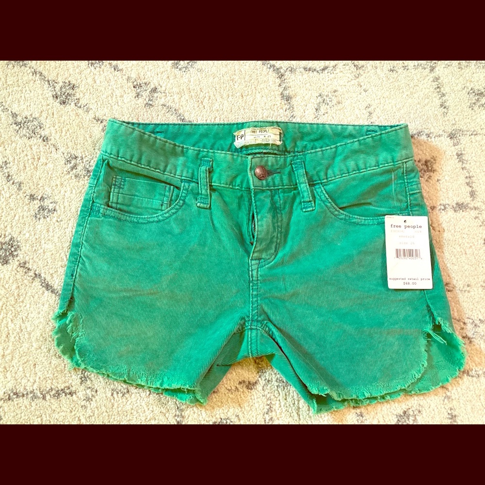 NWT Free People Emerald Dolphin Hem Corduroy Short